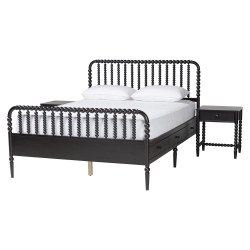 Baxton Studio Lucera 3-Piece Bedroom Set, Queen, Black